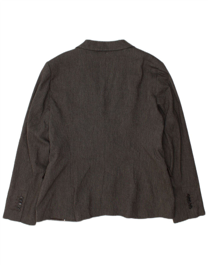 Zara Veste Blazer 1 Bouton Femme UK 18 XL Gris Viscose
