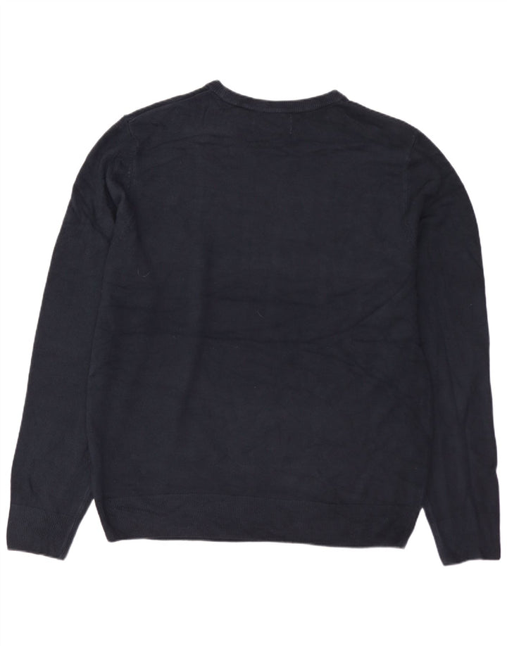 MARKS & SPENCER Pull col rond pour homme en acrylique bleu marine Taille L
