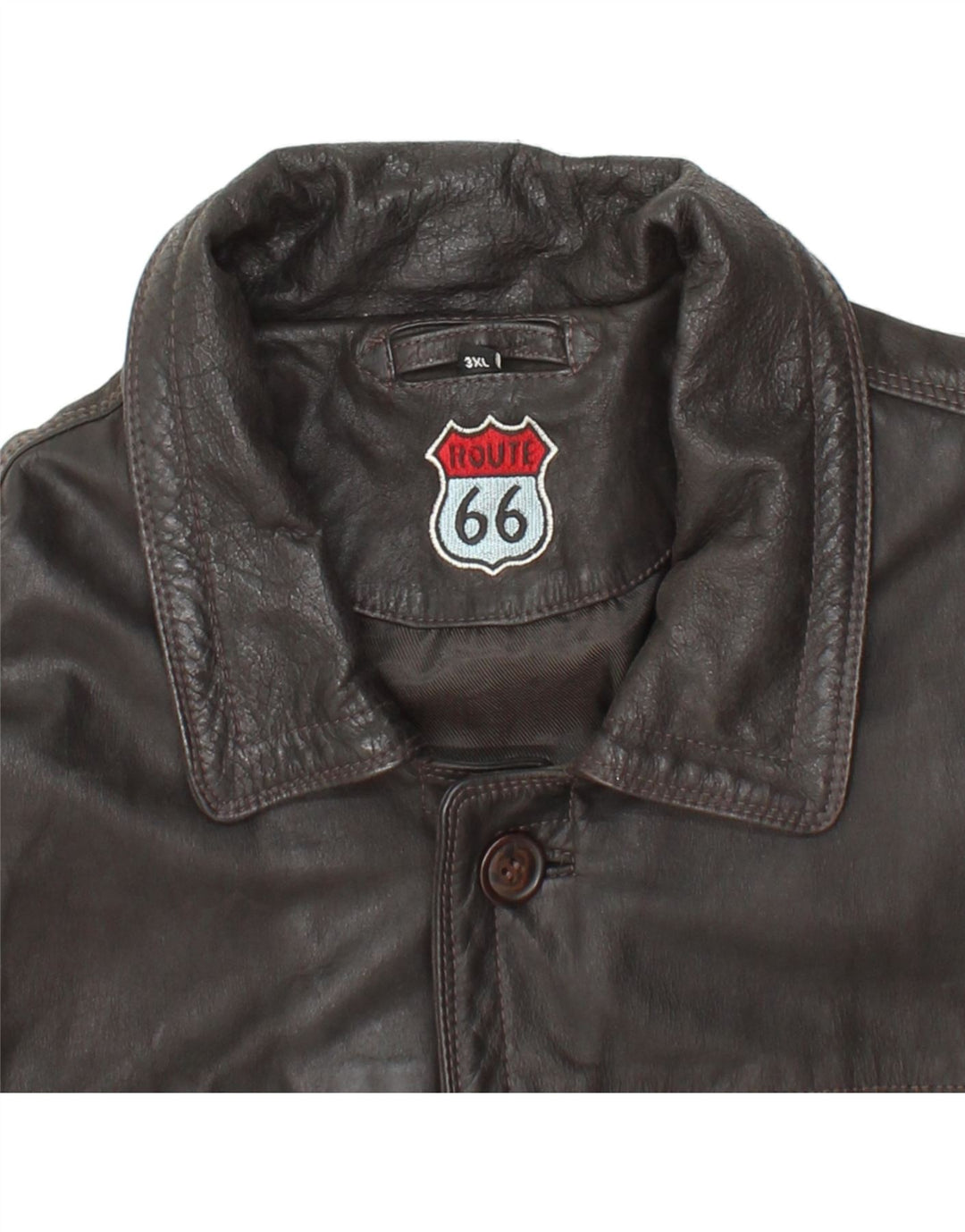 ROUTE 66 Manteau en cuir pour homme UK 46 3XL Cuir noir