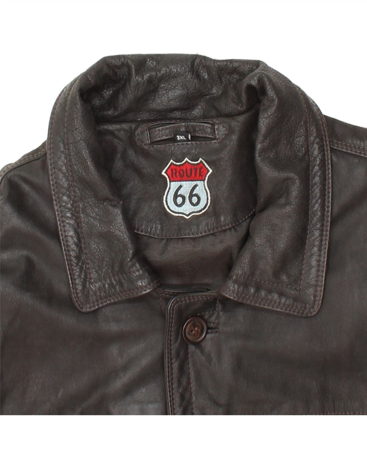 ROUTE 66 Manteau en cuir pour homme UK 46 3XL Cuir noir