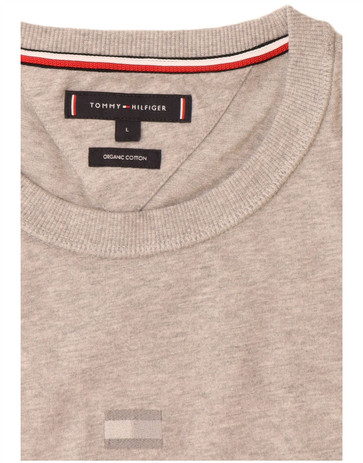 TOMMY HILFIGER T-Shirt Homme Top Large Gris Coton