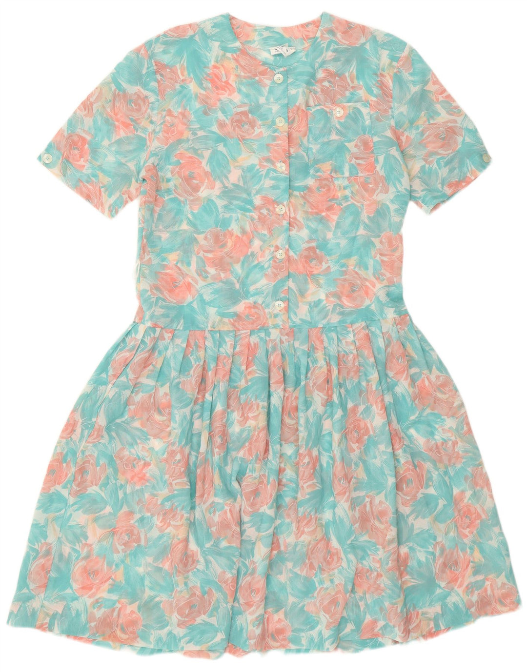 Eastex Robe trapèze pour femme UK 12 Medium Turquoise Floral Polyester