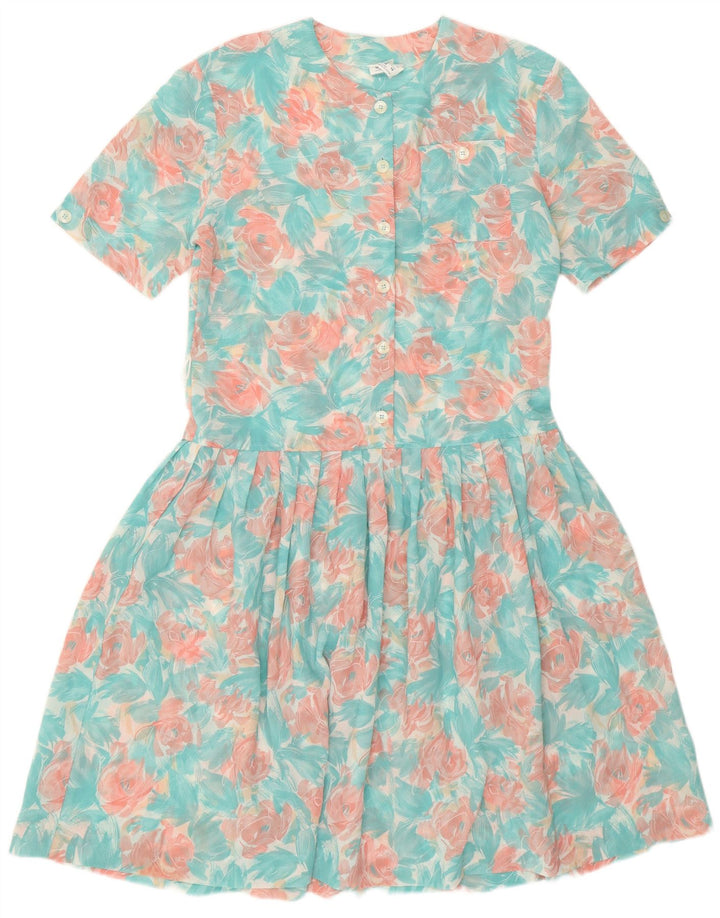 Eastex Robe trapèze pour femme UK 12 Medium Turquoise Floral Polyester