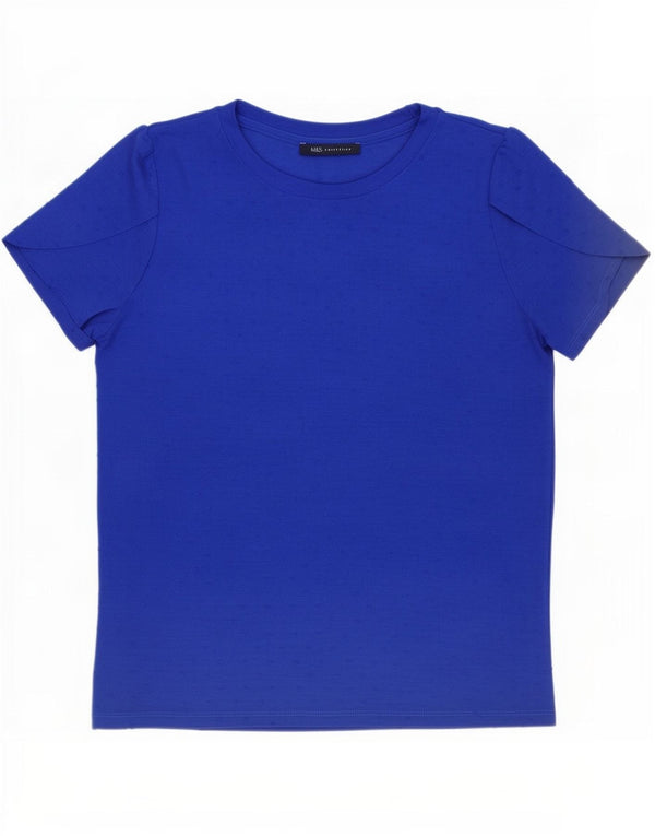 Marks & Spencer T-Shirt Femme Top UK 16 Large Bleu Spotted Viscose