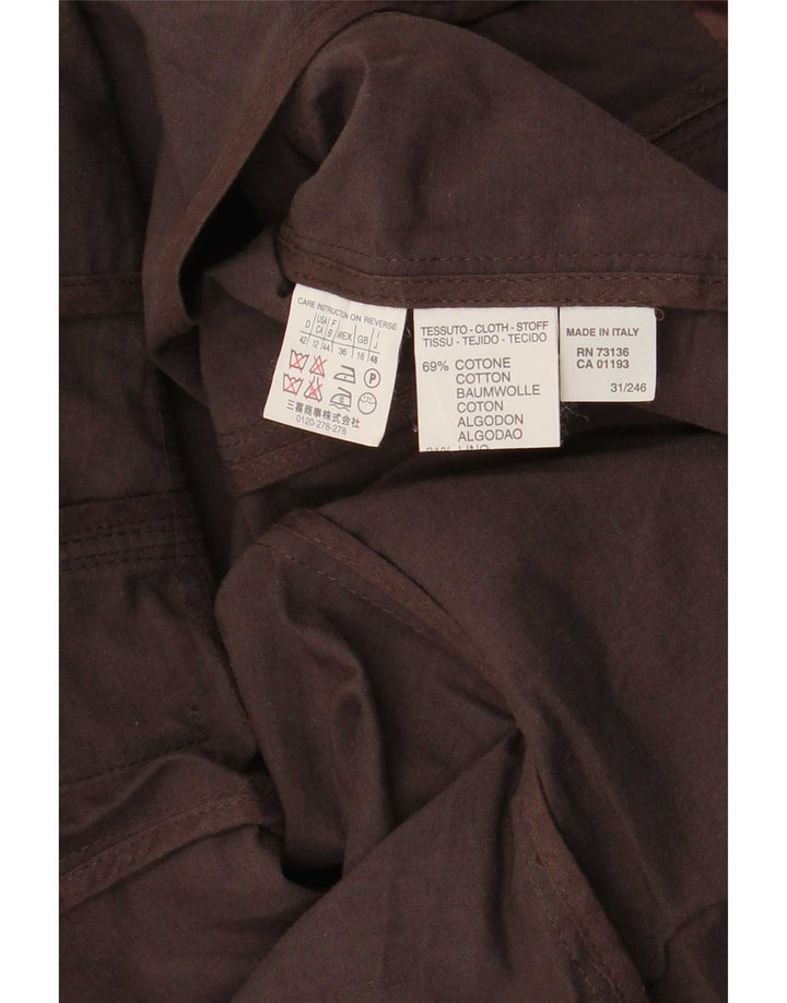 Marella Veste Blazer 2 Boutons Femme UK 16 Grand Coton Marron