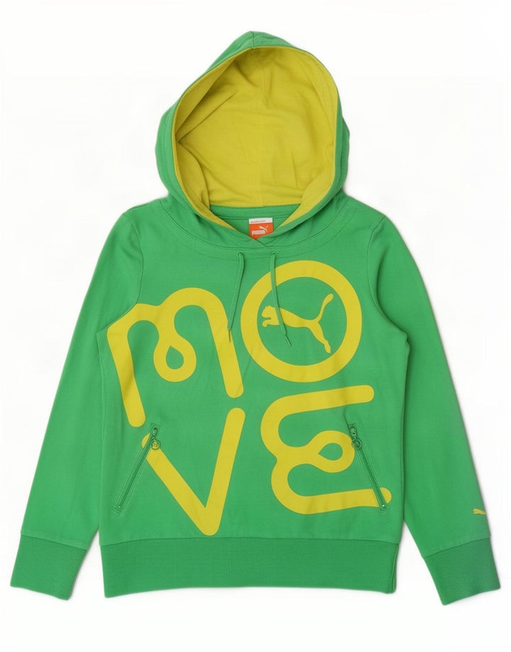 Puma Pull à capuche graphique pour femme UK 12 Vert moyen