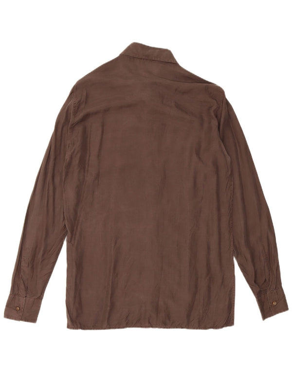 vintage Chemise Homme Taille 39 15 1/2 Brun Moyen