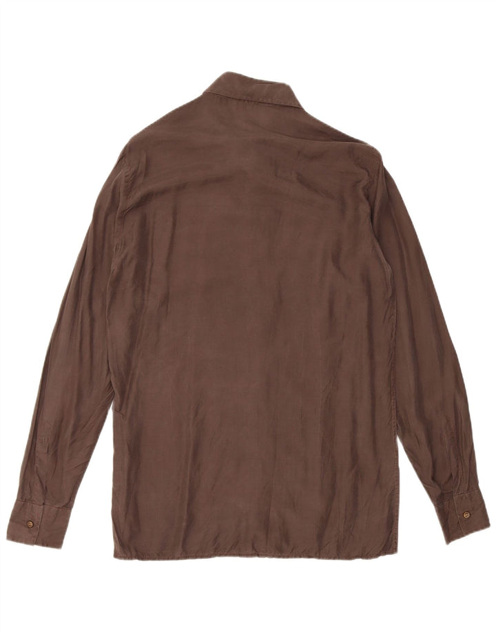 vintage Chemise Homme Taille 39 15 1/2 Brun Moyen