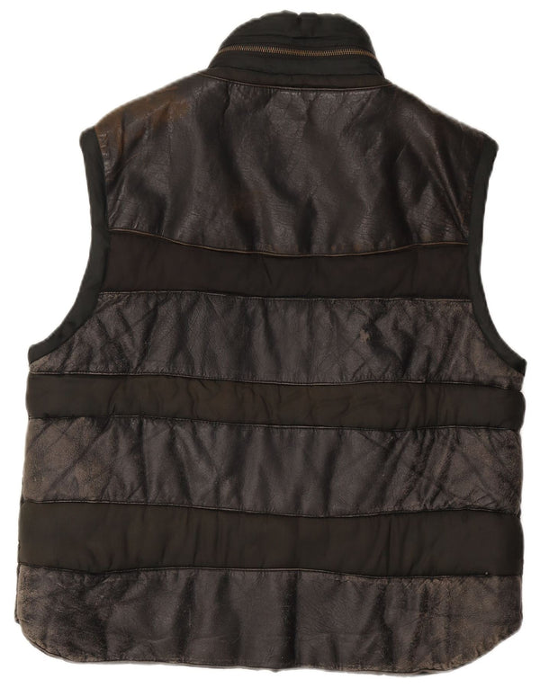 Americanino Gilet en cuir graphique pour homme UK 42 XL Noir Colourblock