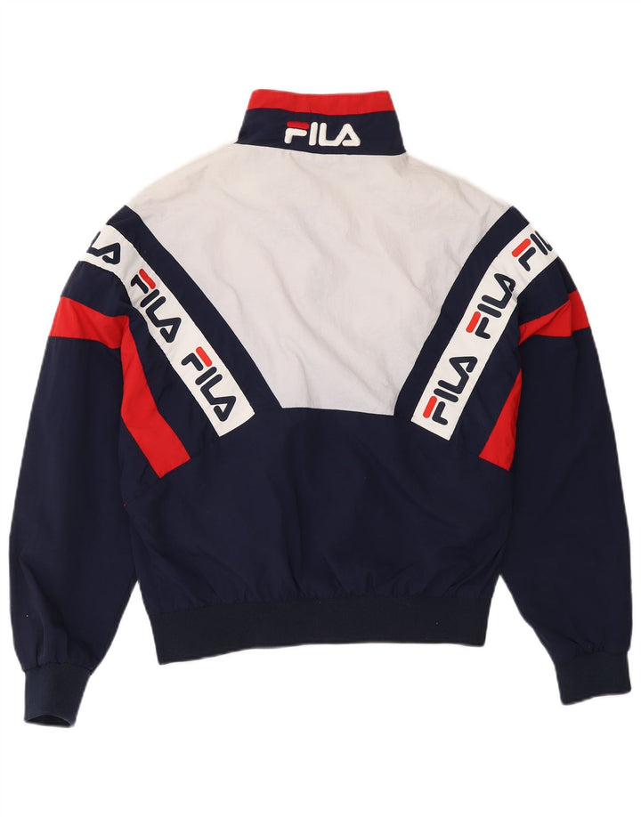 FILA Veste de survêtement surdimensionnée pour femme UK 6 XS Bleu marine Colourblock