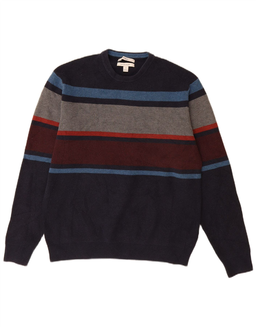 Marks & Spencer Pull à col rond pour homme Bleu marine moyen Colourblock