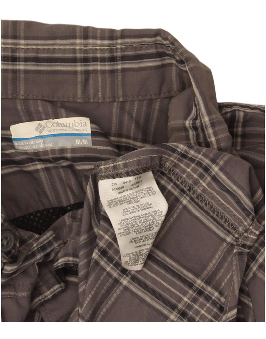 Columbia Chemise Homme Gris Moyen Plaid Nylon