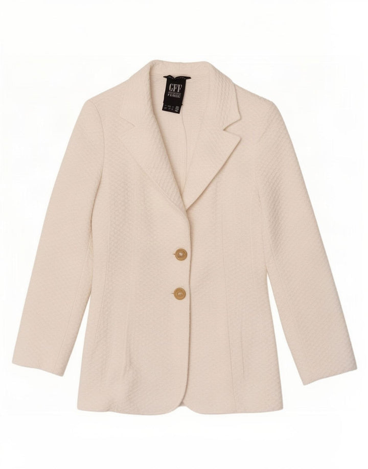 Gianfranco Ferre Veste Blazer 2 Boutons Femme IT 46 Grand Coton Blanc