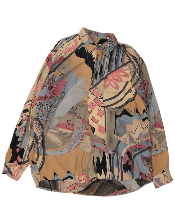 Chemise Vintage surdimensionnée à motif abstrait pour hommes, grande chemise rétro multicolore