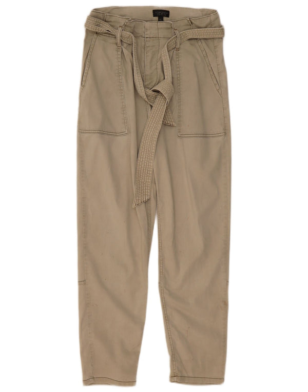 Topshop Pantalon décontracté slim pour femme UK 10 Small W30 L28 Coton kaki