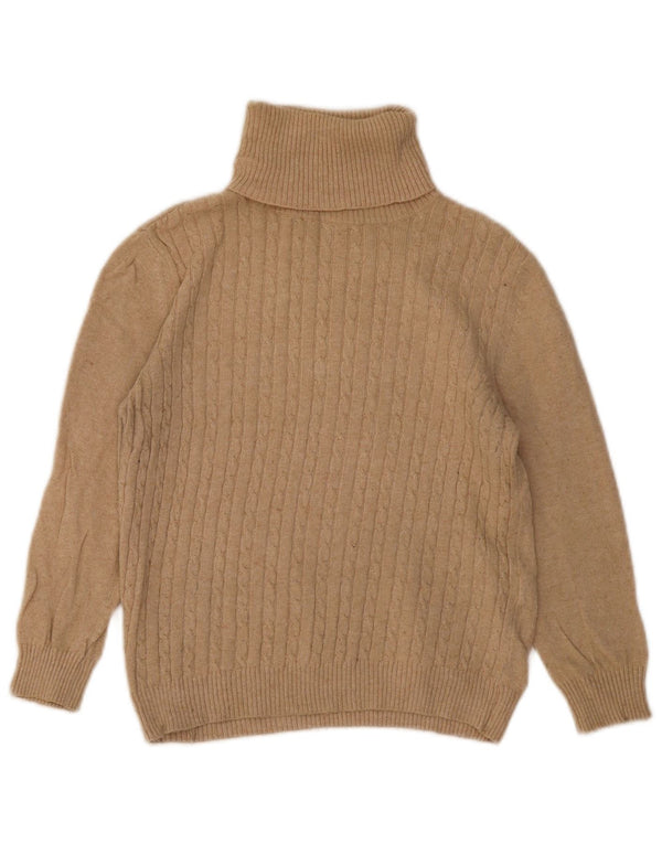 Zara Pull court à col roulé pour femme UK 12 en coton beige moyen