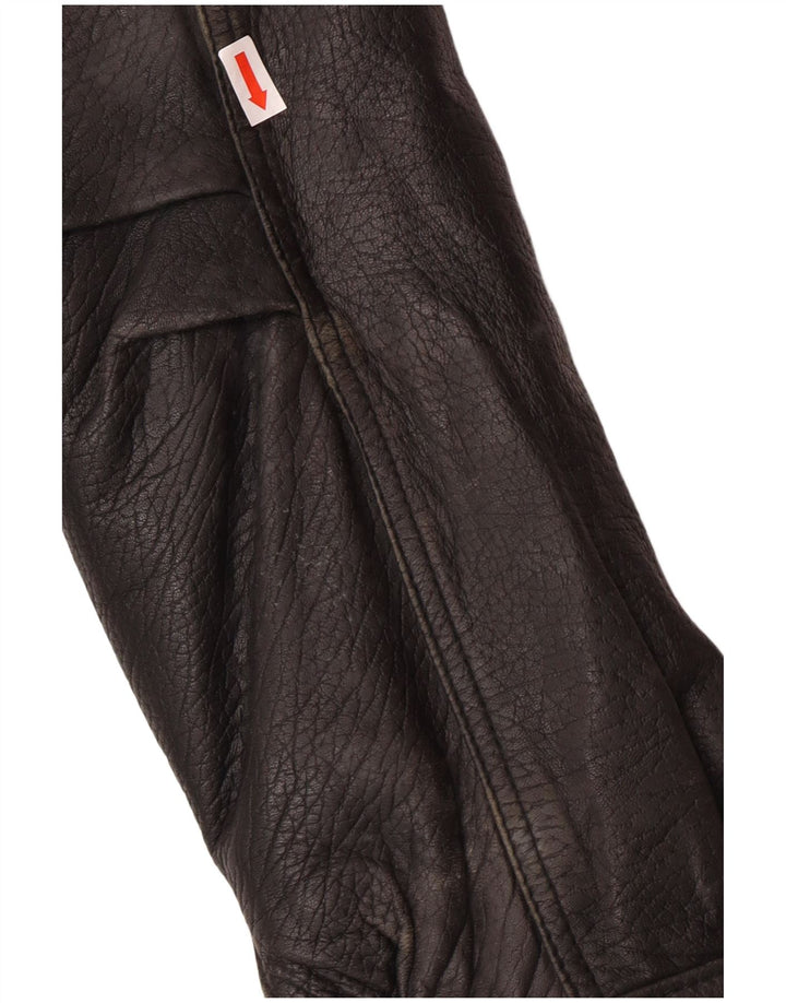 VINTAGE Veste en cuir homme UK 40 Grand cuir noir