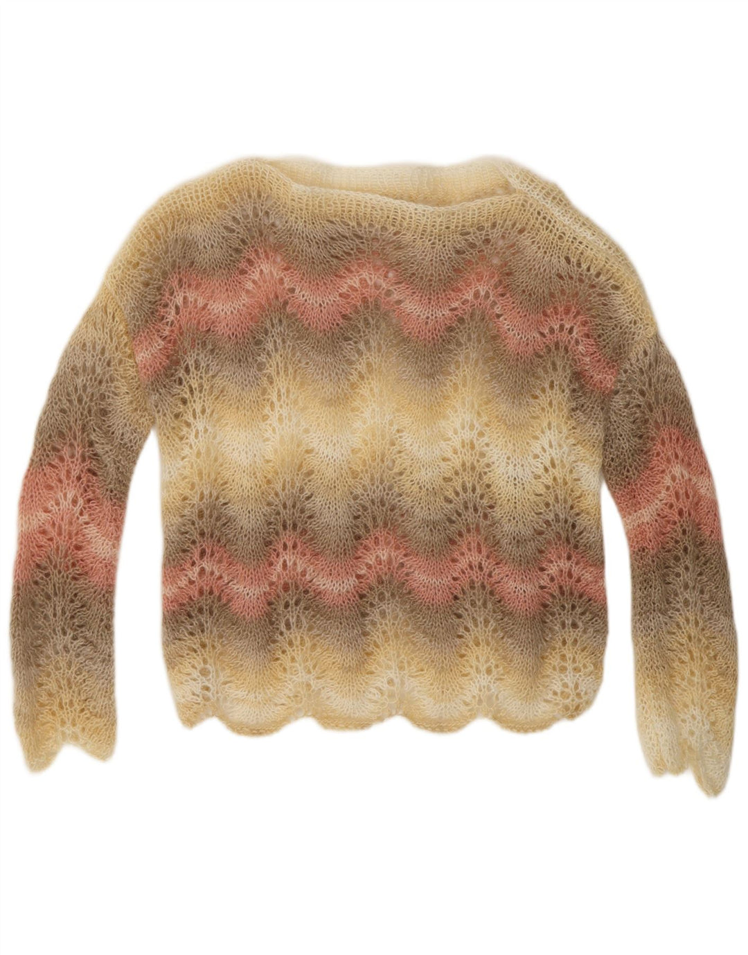 VINTAGE Femme Col Bateau Pull Pull UK 14 Moyen Multicolore Rayé