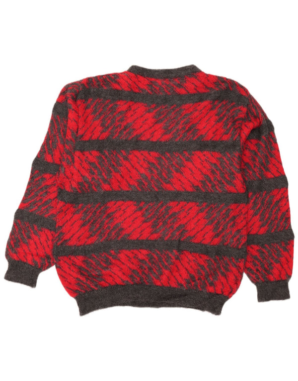 vintage Mens Crew Neck Jumper Pull Grand Rouge Rayé