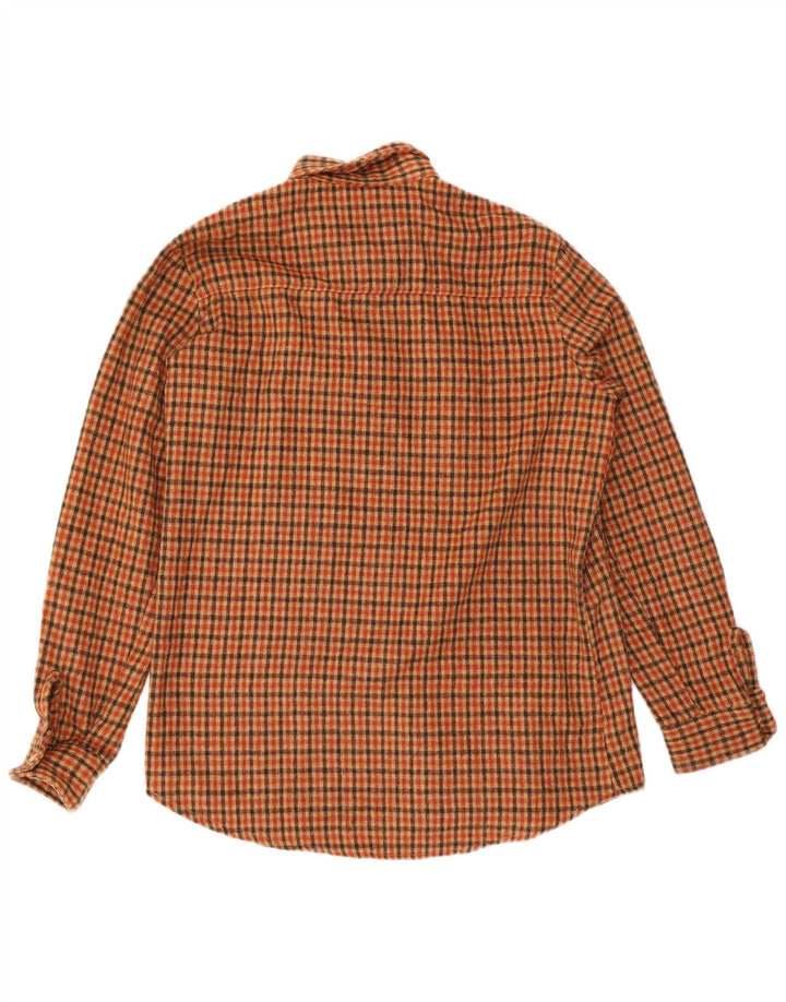 Chemise en flanelle vintage pour homme à carreaux marron moyen