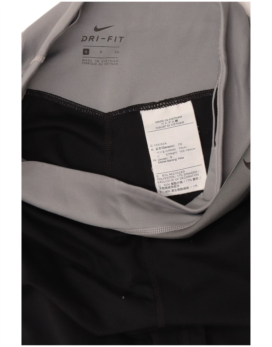 NIKE Legging court graphique Dri Fit pour femme UK 8 Small Noir Colourblock