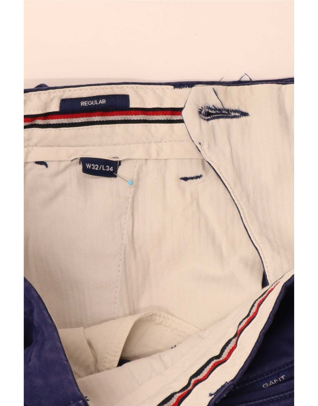 Gant Pantalon Chino Regular Homme W32 L34 Bleu Coton
