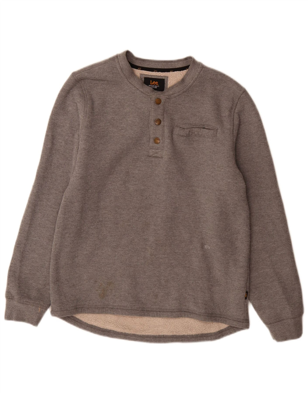 Lee Sweat-shirt à col boutonné pour homme Petit gris Coton