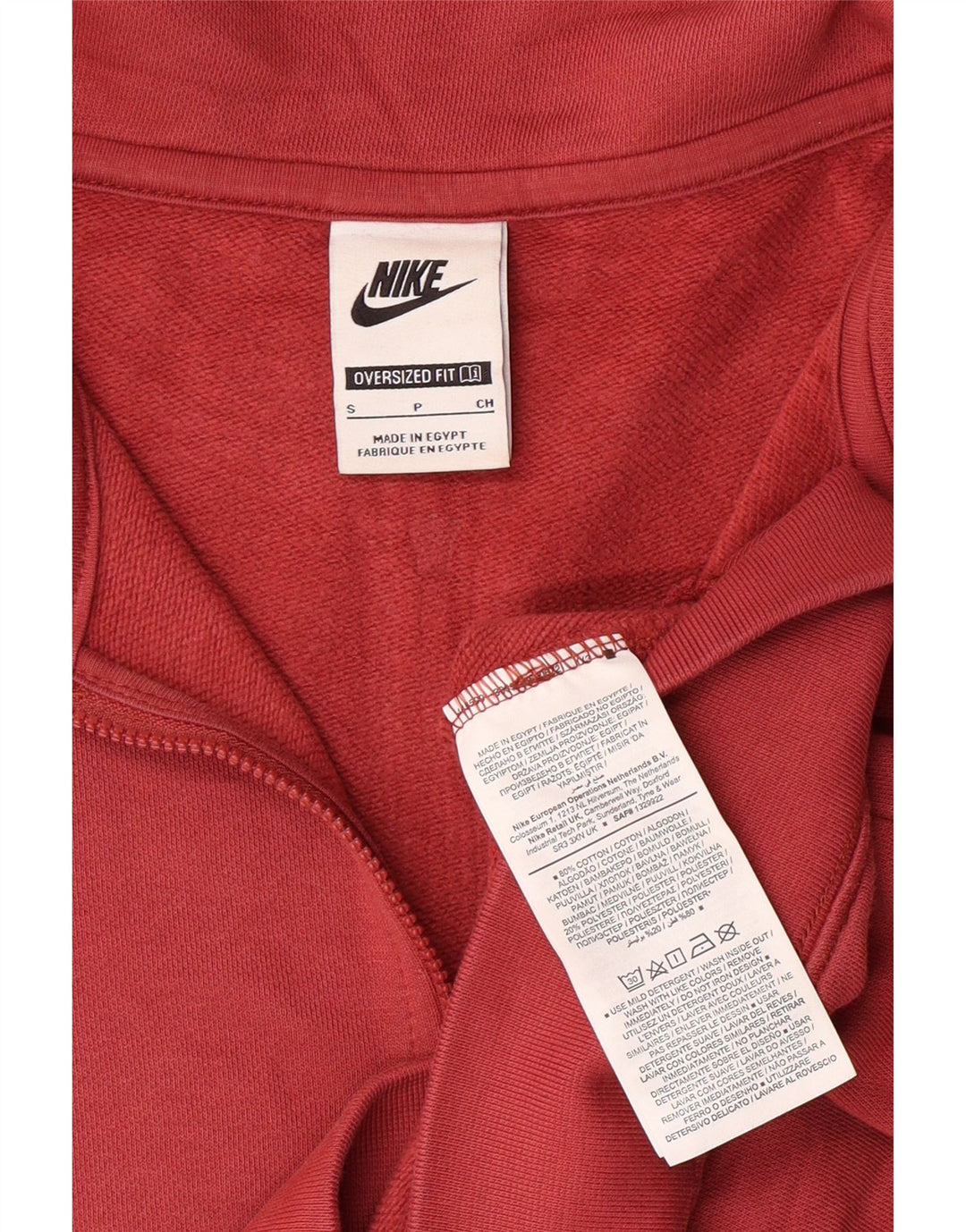 NIKE Sweat-shirt surdimensionné à col zippé pour femme UK 10 Petit Rose