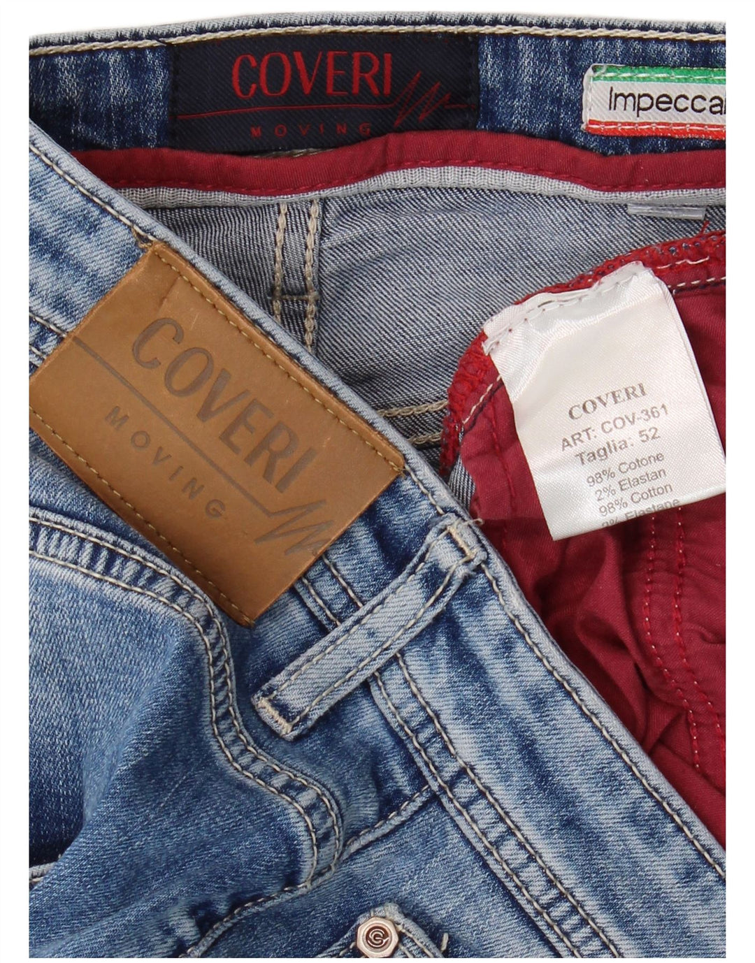 COVERI Short en Jean Homme IT 52 XL W38 Bleu Coton