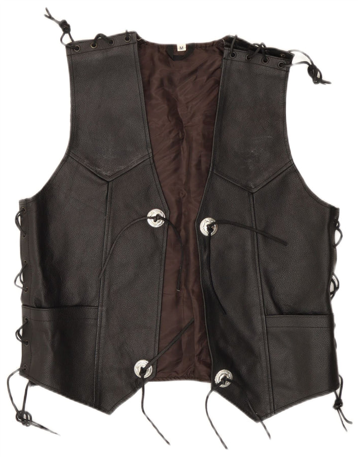 gilet en cuir homme vintage moyen motard noir