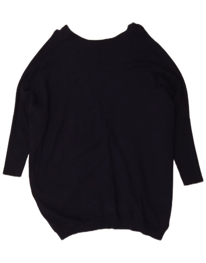 Zara Pull surdimensionné à col en V pour femme UK 14 Bleu marine moyen