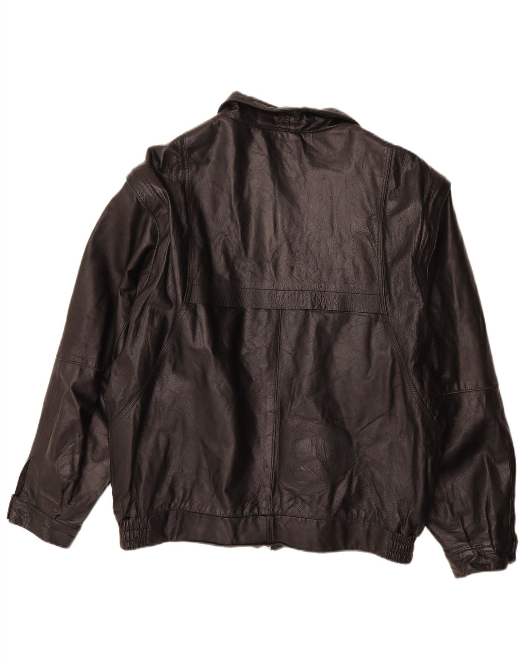 VINTAGE Veste en cuir homme UK 40 Grand cuir noir