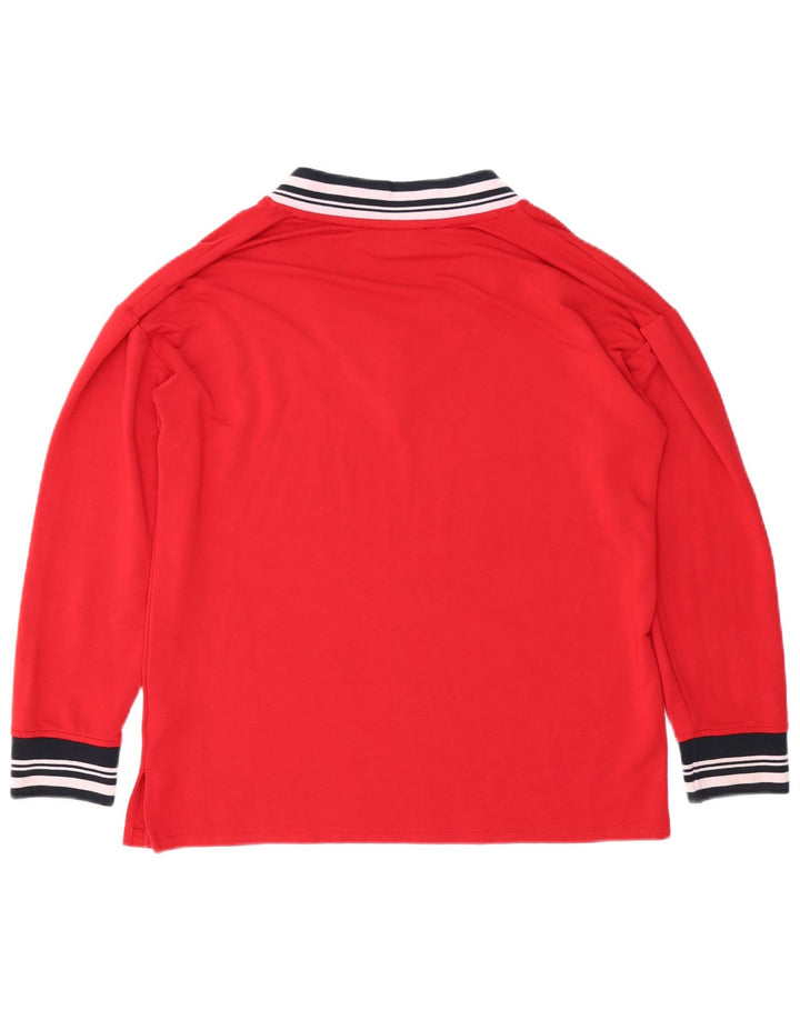 TOMMY HILFIGER Top Femme Manches Longues UK 14 Medium Rouge Viscose