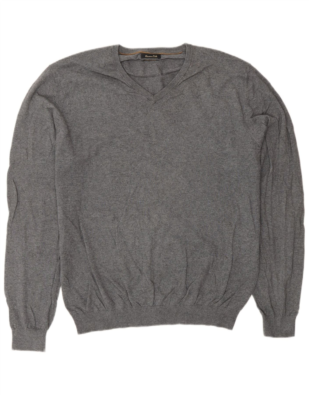 Massimo Dutti Pull Col V Homme XL Gris Coton