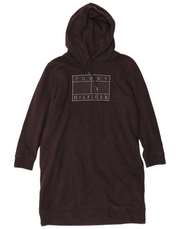 Tommy Hilfiger Robe à capuche graphique à manches longues pour femme UK 18 XL Noir