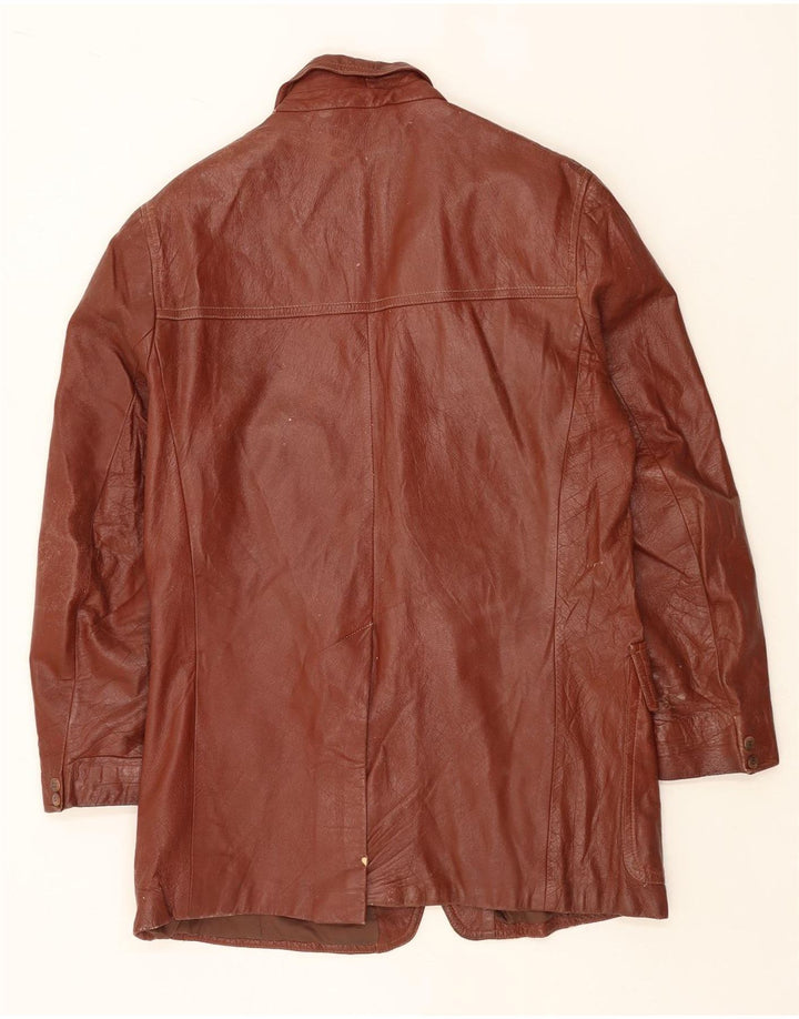 veste en cuir homme vintage UK 40 Grand cuir brun