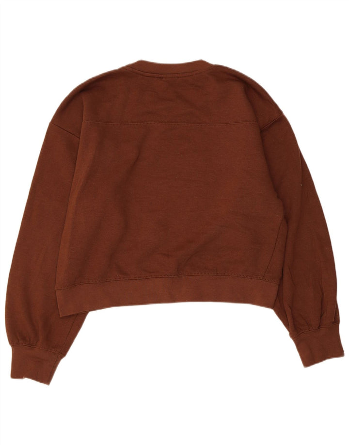 ZARA Femme Crop Oversize Sweatshirt Jumper UK 10 Petit Marron
