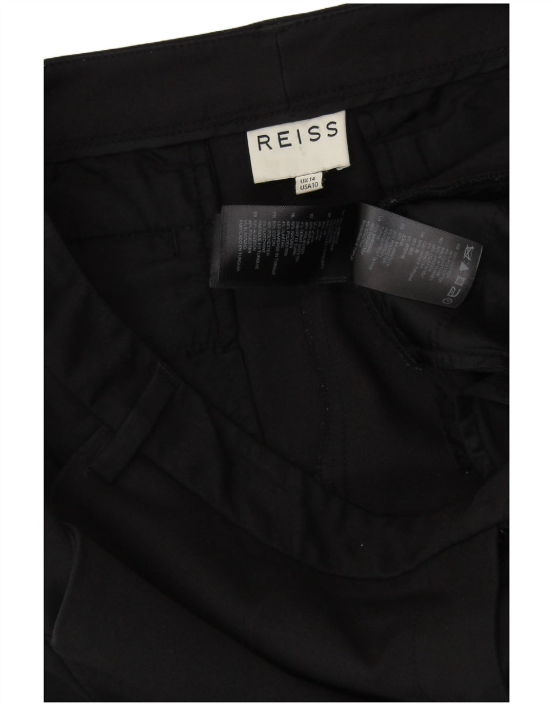 REISS Pantalon de costume slim pour femme UK 14 Large W33 L27 Coton noir