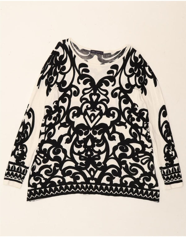 Marks & Spencer Haut à manches longues pour femme UK 16 Large Blanc Paisley Viscose