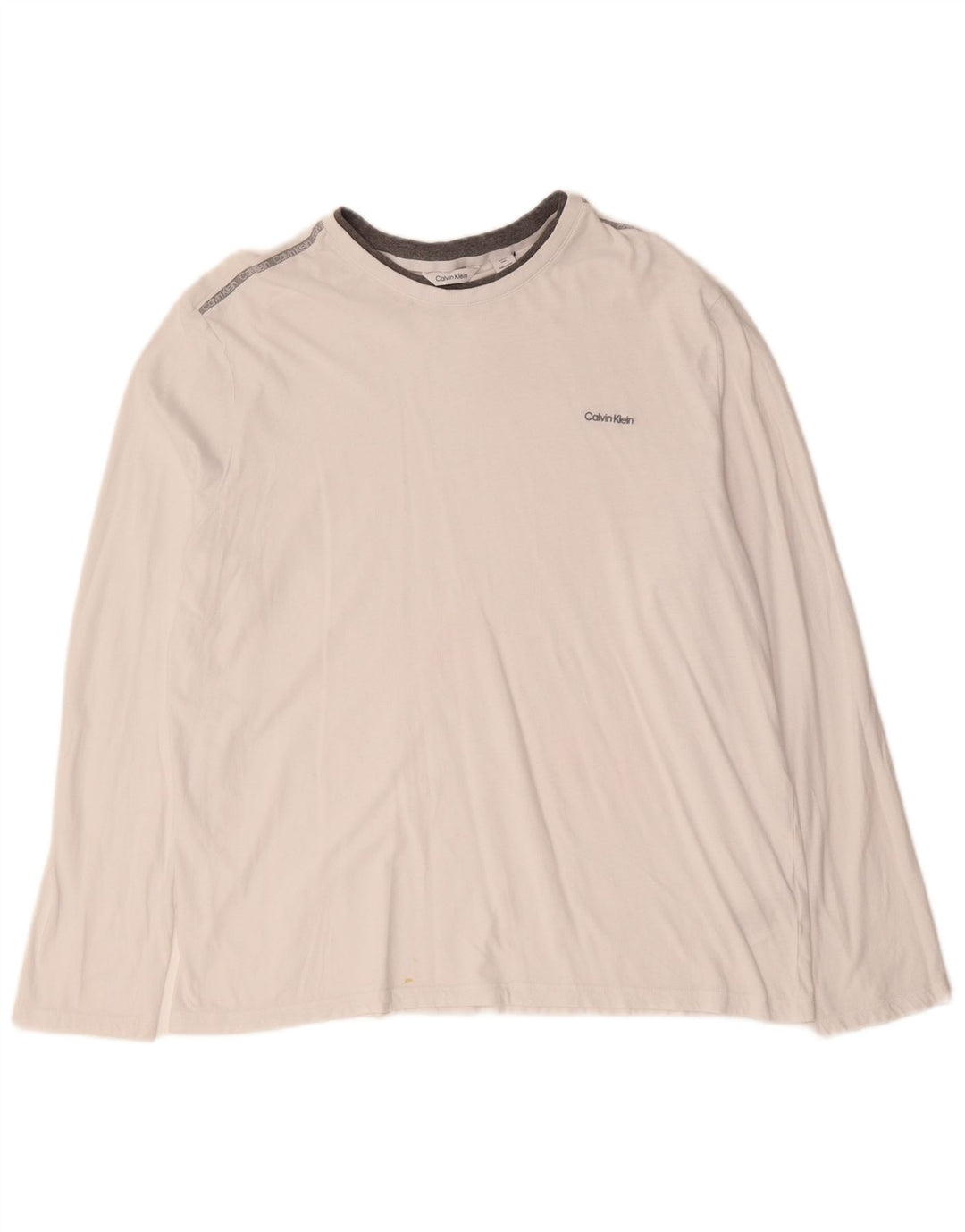 CALVIN KLEIN Haut Homme Manches Longues XL Blanc Coton