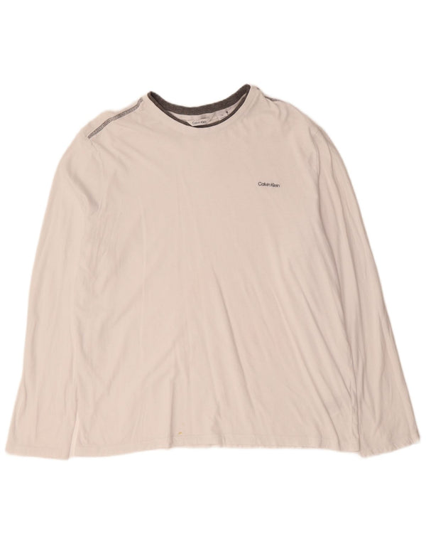 CALVIN KLEIN Mens Top Long Sleeve XL White Cotton