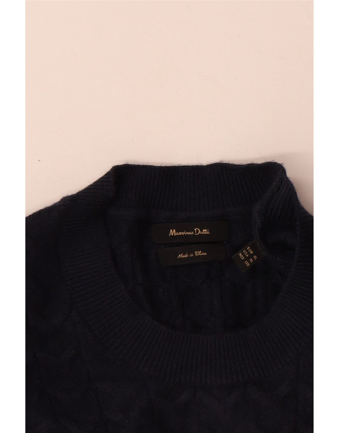 Massimo Dutti Pull col rond homme XL bleu marine viscose