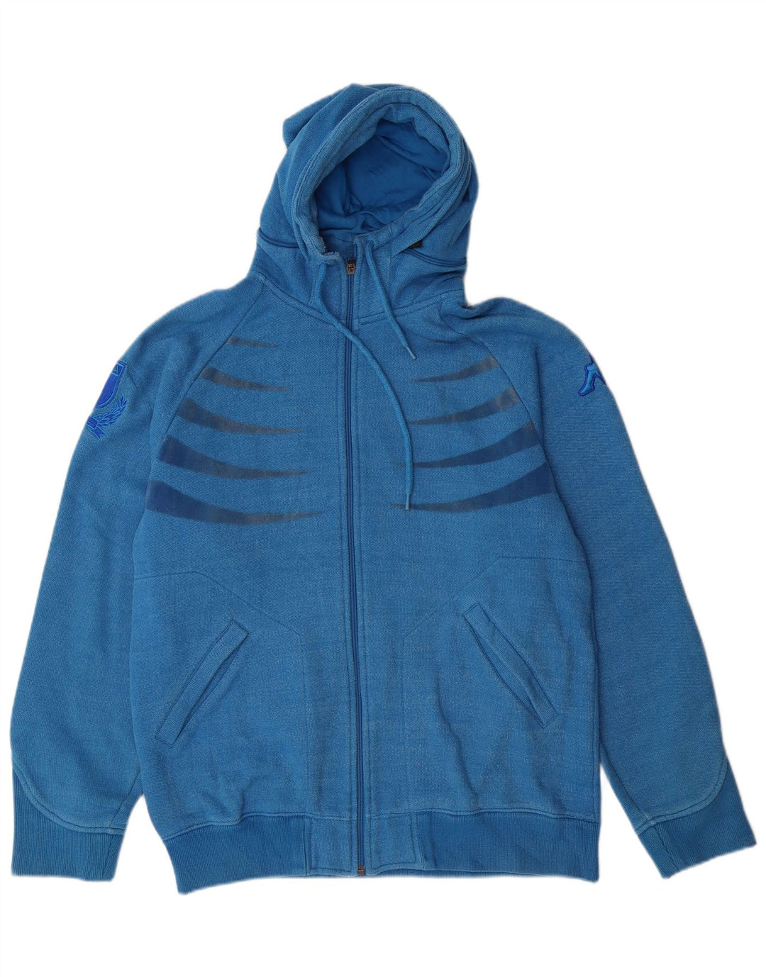 Kappa Pull à capuche zippé pour homme en coton rayé bleu grand