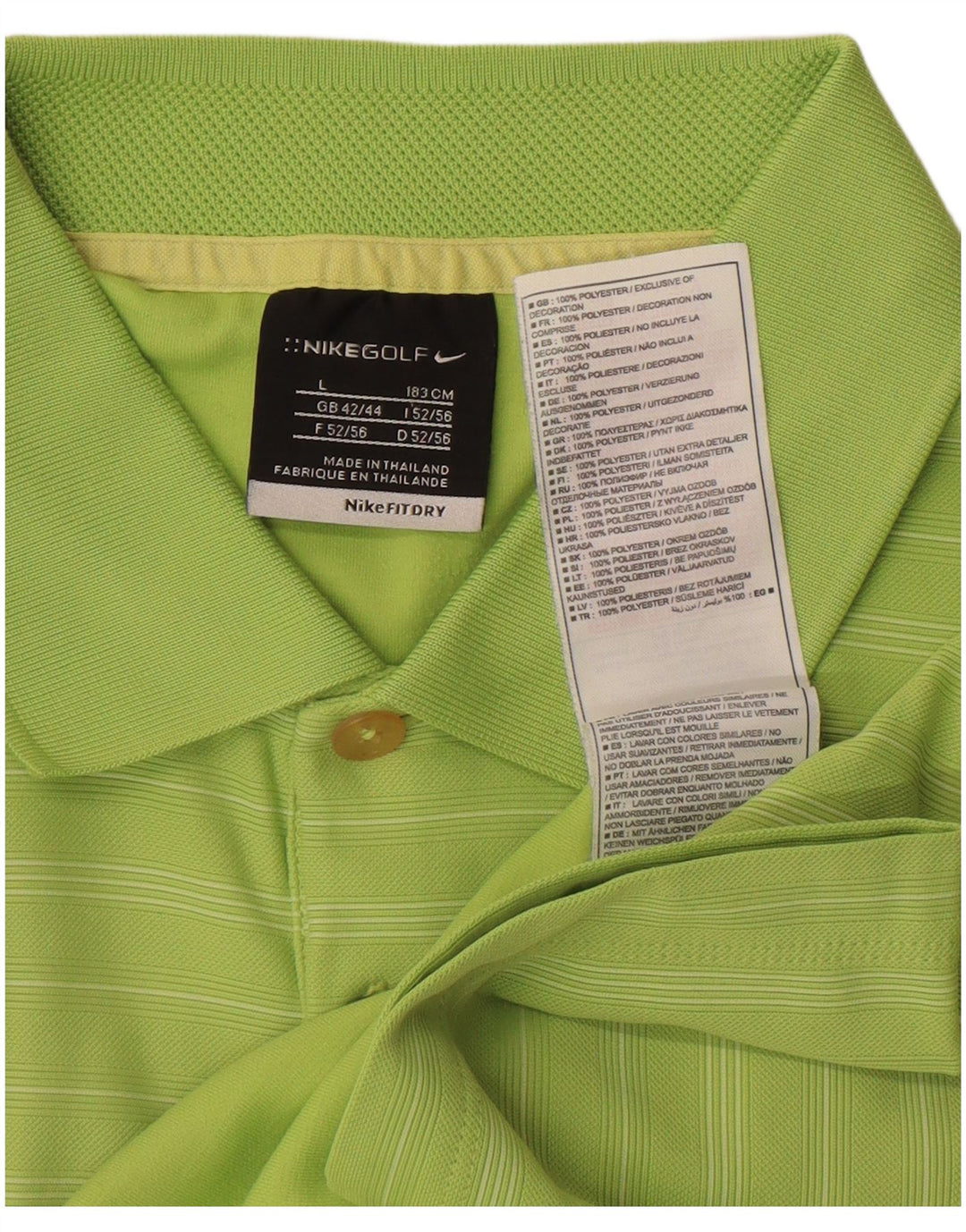 NIKE Polo Homme Fit Dry UK 42/44 Large Vert Rayé Polyester