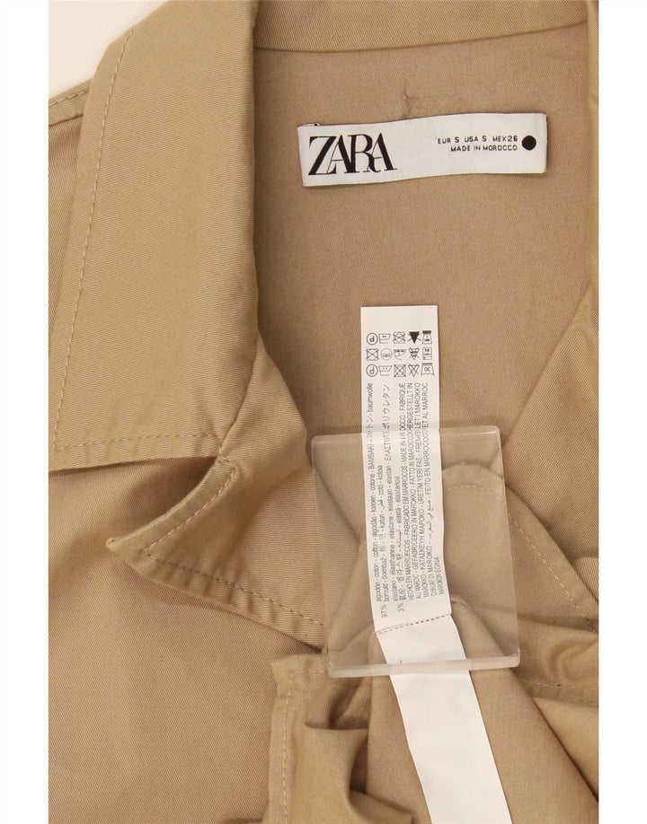 Zara Veste blazer surdimensionnée à 3 boutons pour femme UK 10 Petit coton beige