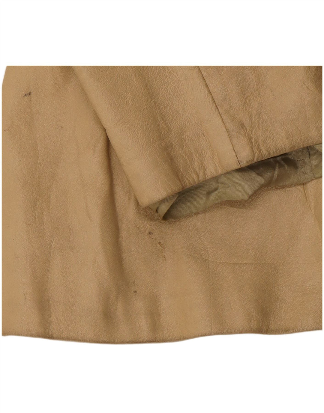 veste en cuir femme vintage IT 46 Grand Beige