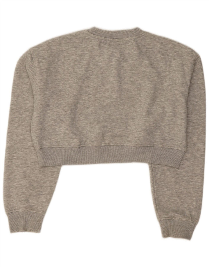 Zara Womens Crop Oversize Sweatshirt Jumper UK 10 Petit Gris Moucheté