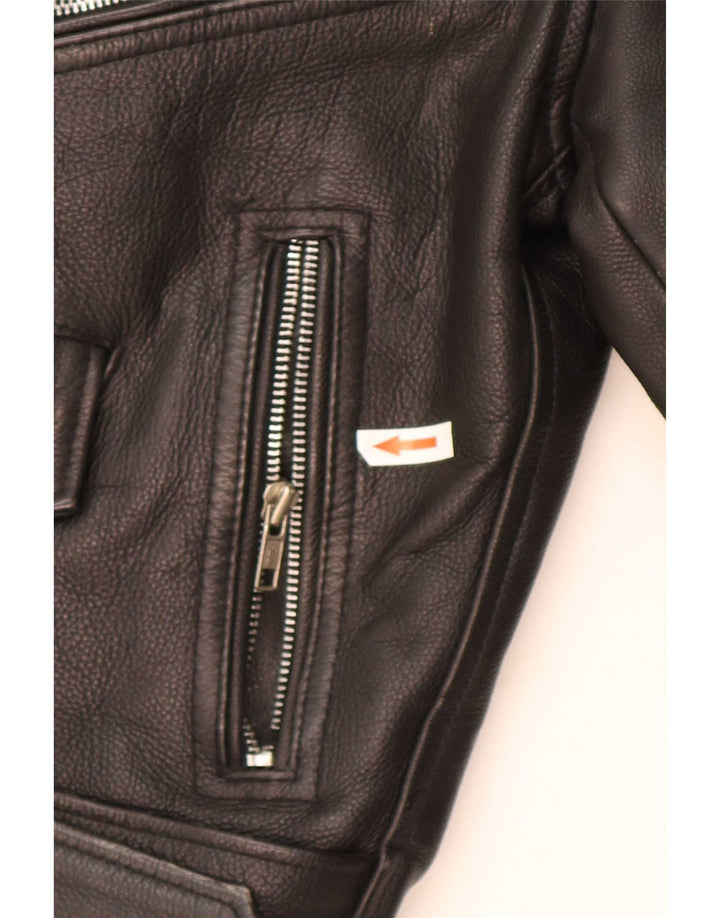 veste de motard en cuir vintage pour hommes UK 36 Petit Noir