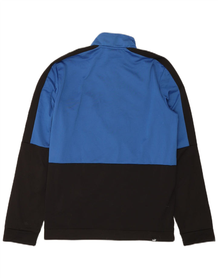 PUMA Boys Graphic Tracksuit Top Jacket 15-16 Years Blue Colourblock