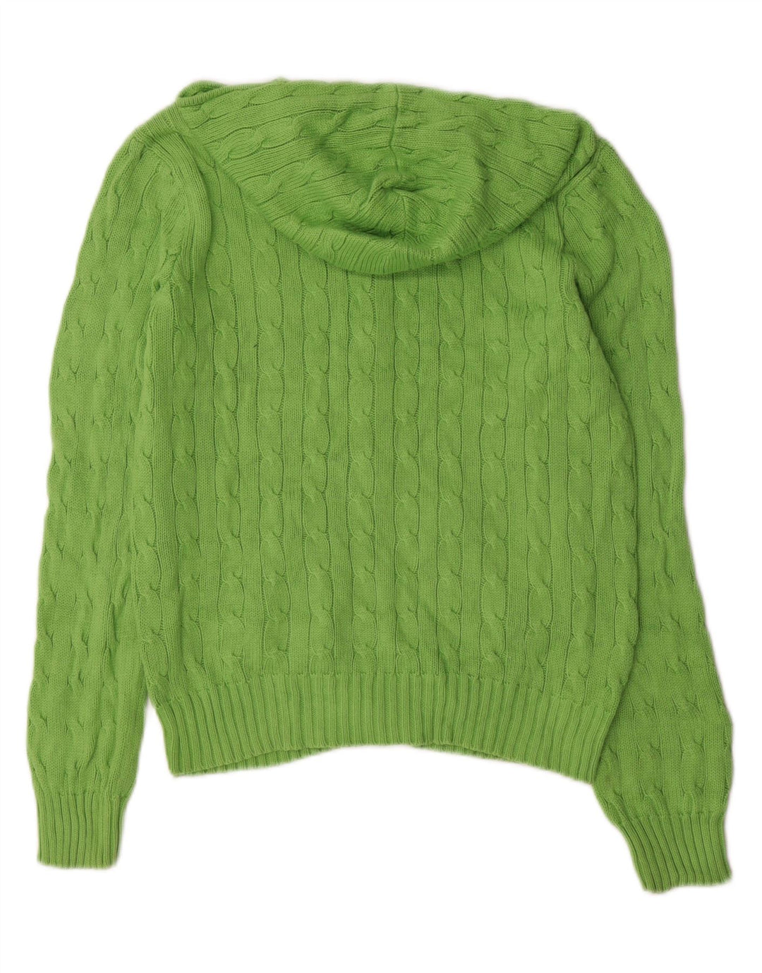 RALPH LAUREN Pull cardigan à capuche pour femme UK 16 Grand coton vert